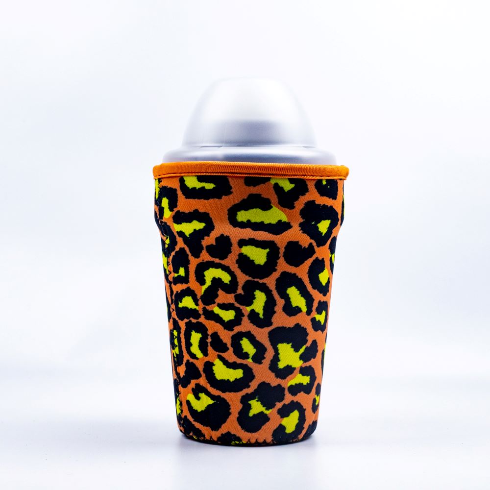 Cup Holder, Orange Leopard Print Pattern