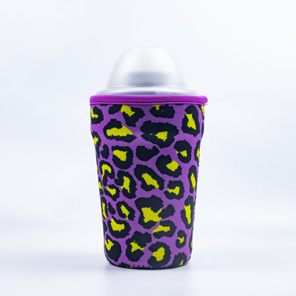 Cup Holder, Yellow Purple Leopard Print Pattern